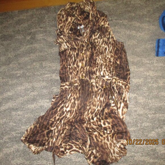 Cache' leopard 9% silk romper sz m with fancy zippers - Picture 1 of 5